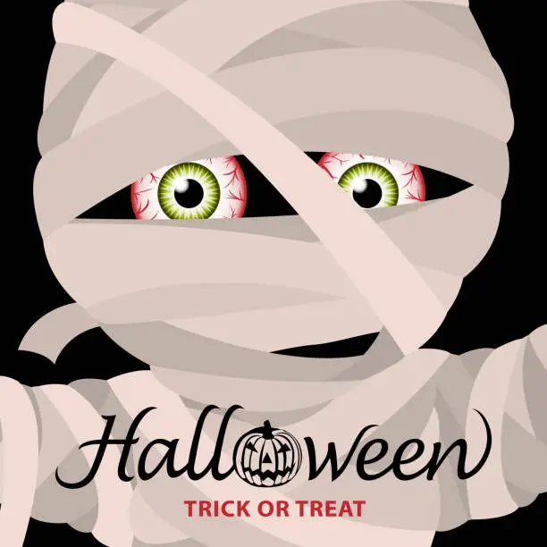 Vector illustration of Mummy Halloween Party Invitation
