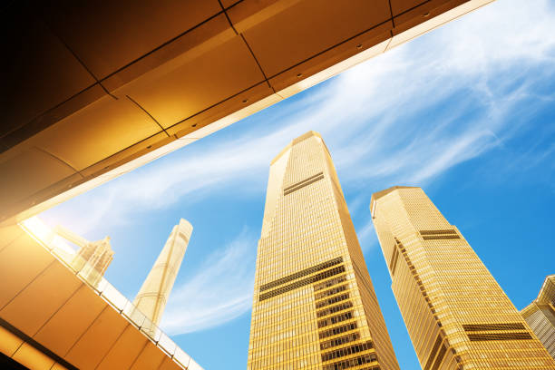 Looking up Lower skyscrapers, Shanghai City