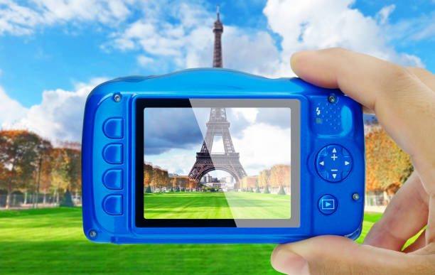 istock Taking picture of eiffel tower paris compact camera display pov 852470958