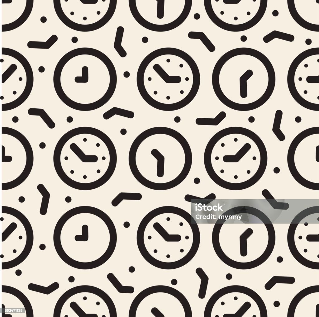 Clock Mode Pattern Seamless Monochrome Clock Pattern Background Stock Illustration ...