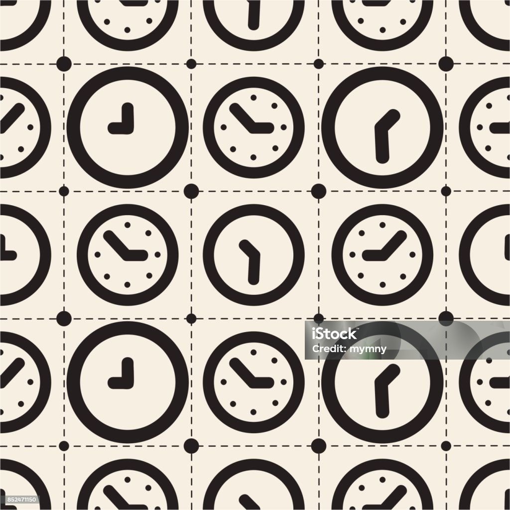Simple Clock Pattern Background Seamless Monochrome Clock Pattern Background Stock Illustration ...