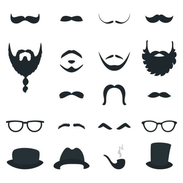 Mens Beard and Moustache Styles Props. Vector Design Mens Beard and Moustache Styles Props. Vector Design. stubble stock illustrations