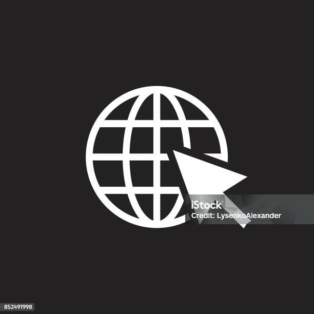 Go To Web Icon Internet Flat Vector Illustration For Website On Black Background Stock Illustration - Download Image Now