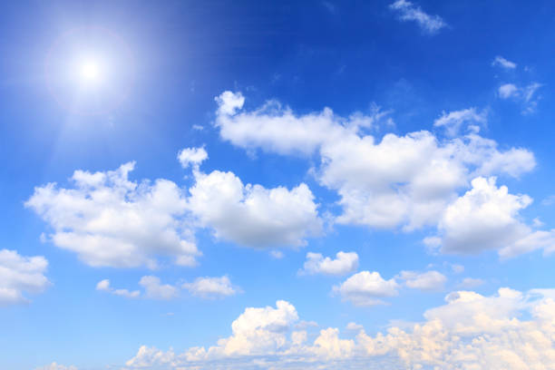 istock Blue sky with white clouds and sunshine on sunny summer or spring day. 852524998