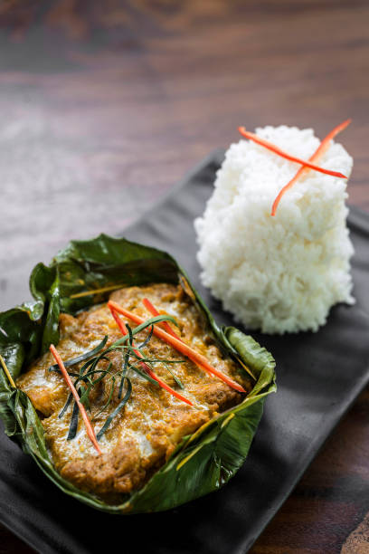 istock traditional Cambodian khmer fish amok curry meal 852538948