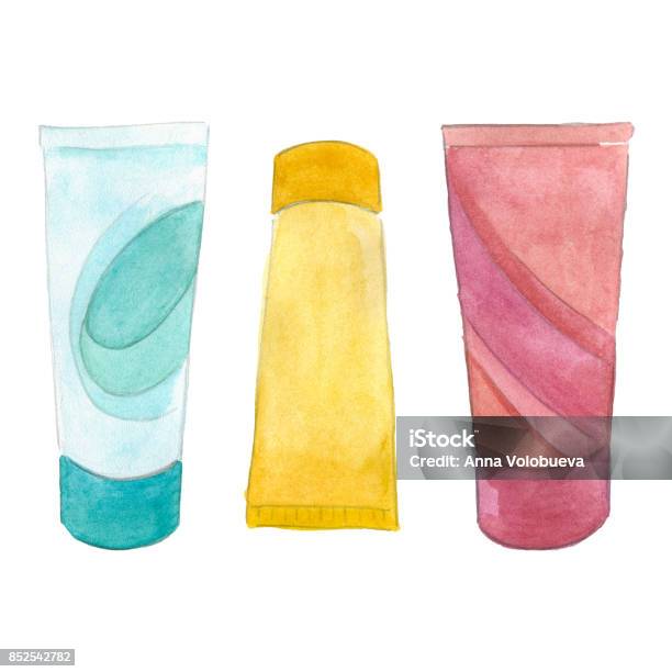 Cream Tube Set Stock Illustration - Download Image Now - Beauty, Beauty Product, Blue