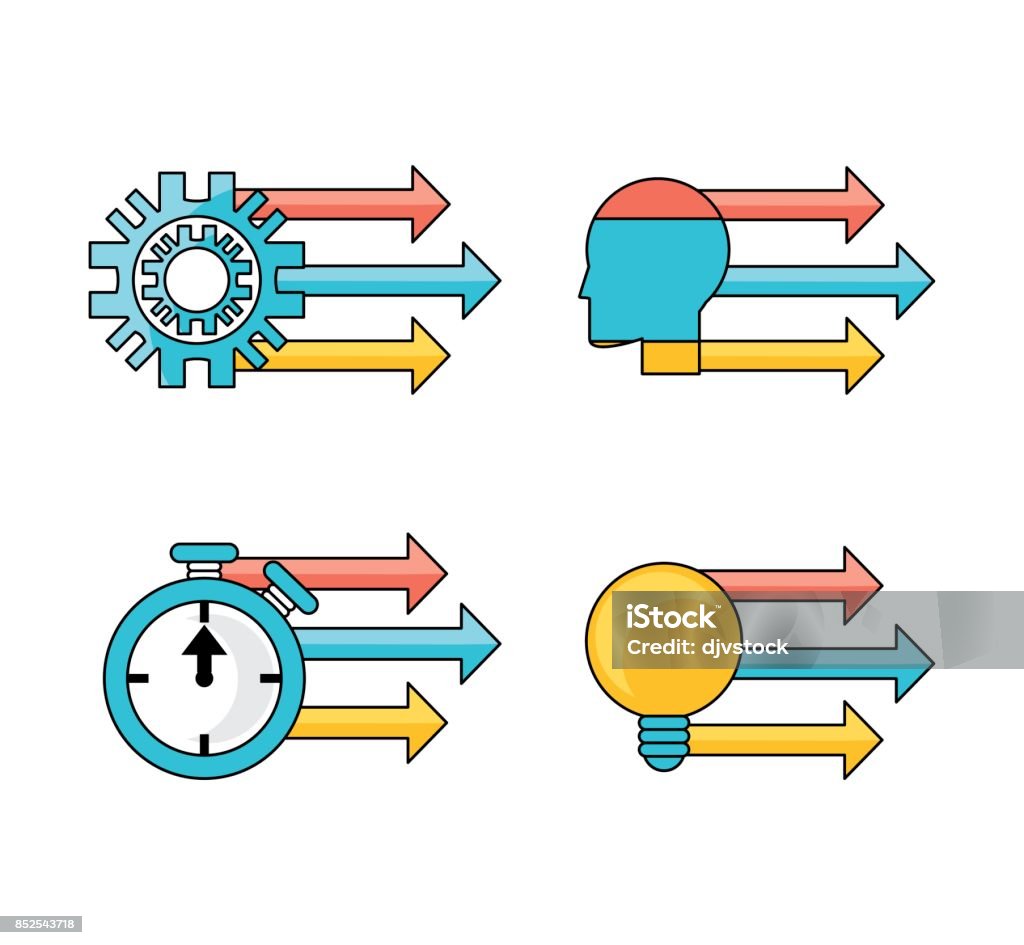 Set Data Process With Teamwork Development Process Stock Illustration ...