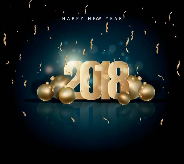 istock Happy new year 2018 with gold background and of the dog 852546070