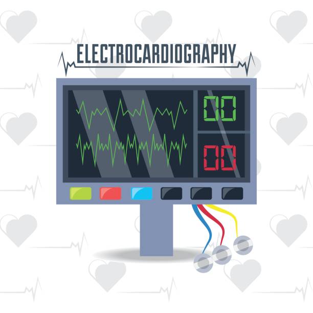 illustrazioni stock, clip art, cartoni animati e icone di tendenza di macchina elettrocardiograpy per conoscere il ritmo cardiaco - pain heart attack heart shape healthcare and medicine