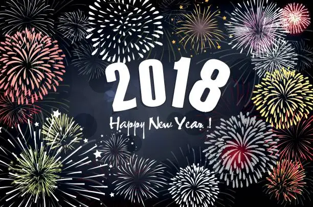 Vector illustration of Happy new year 2018 with gold background and of the dog
