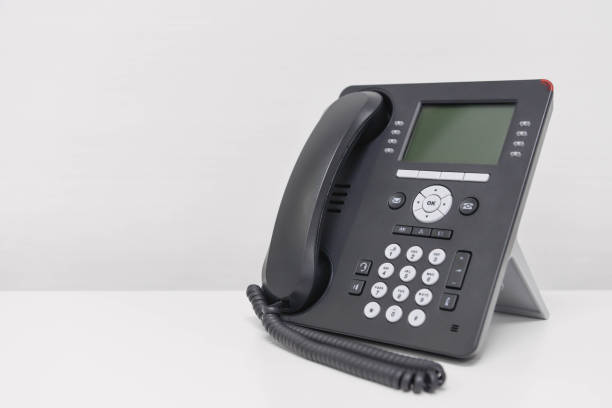 istock Black IP Phone on the white screen 852550504