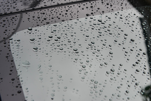 Water drop on the windshield of the car