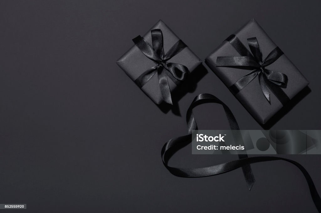 Black Friday presents flat lay Black Friday, Christmas, Sale, Decoration, Holiday - Event Gift Stock Photo