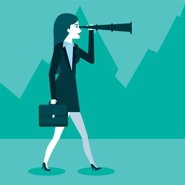 istock business woman using spyglass for searching of opportunities 852561822