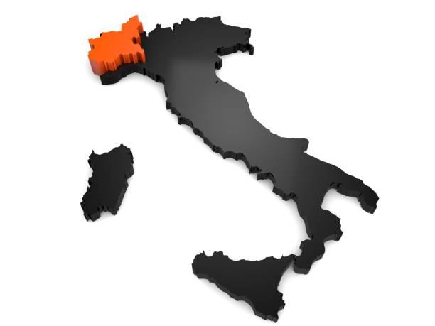 istock Italy 3d black and orange map, with Piemonte region highlighted. 3d render 852562988