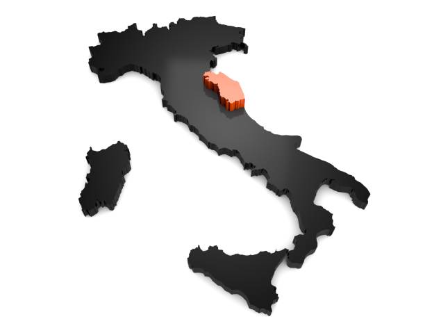 istock Italy 3d black and orange map, with Marche region highlighted. 3d render 852562996