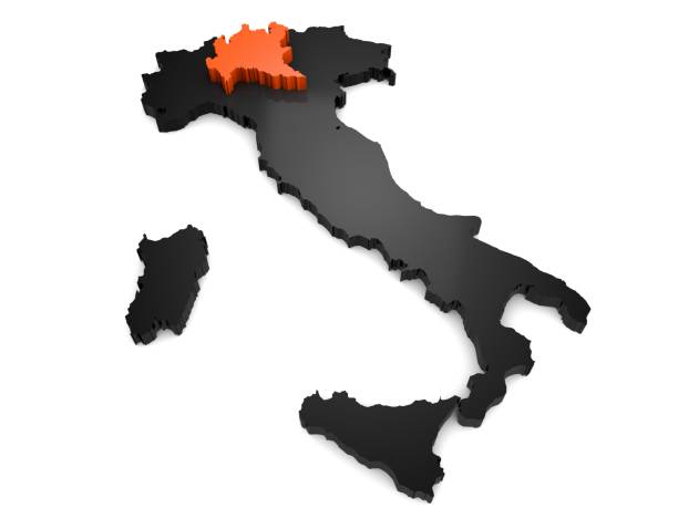 istock Italy 3d black and orange map, with Lombardy region highlighted. 3d render 852563032