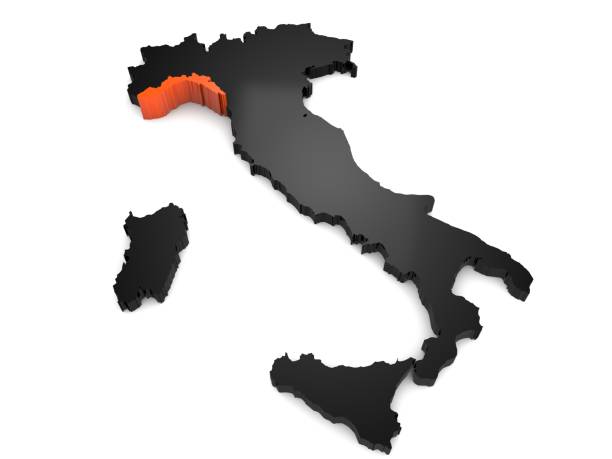 istock Italy 3d black and orange map, with Liguria region highlighted. 3d render 852563088