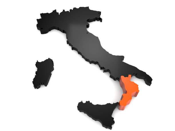istock Italy 3d black and orange map, with Calabria region highlighted 3d render 852563444