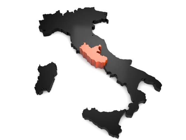 istock Italy 3d black and orange map, with Lazio region highlighted. 3d render 852563528