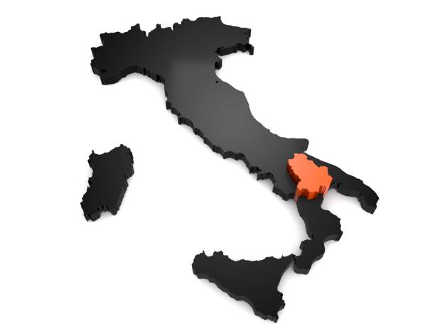 istock Italy 3d black and orange map, with Basilicata region highlighted 3d render 852565906