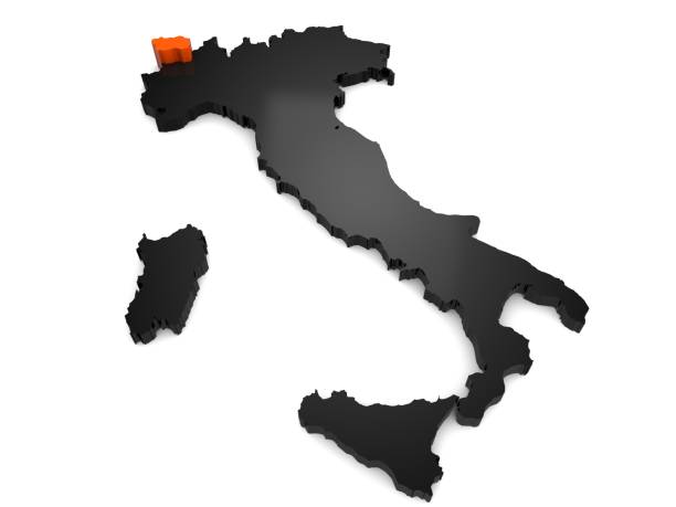 istock Italy 3d black and orange map, with Valle D'aosta region highlighted 3d render 852565952