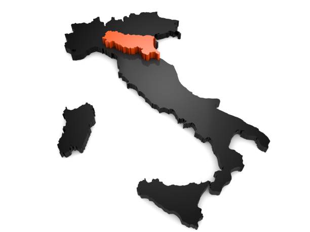istock Italy 3d black and orange map, with Emilia,romagna region highlighted 3d render 852566150