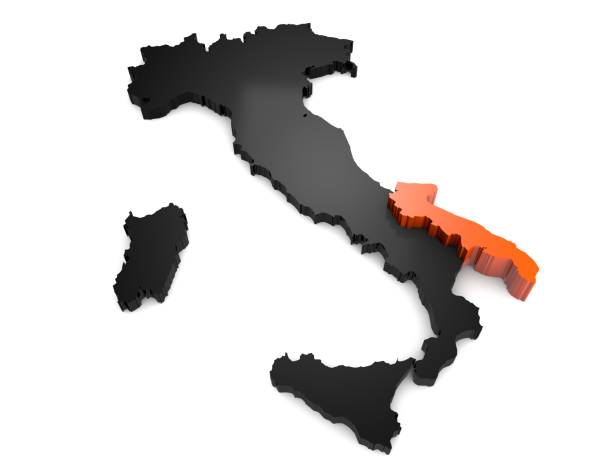 istock Italy 3d black and orange map, with Puglia region highlighted 3d render 852566272