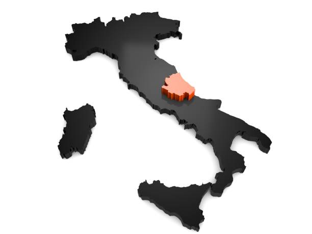 istock Italy 3d black and orange map, with Abruzzo region highlighted 3d render 852566386