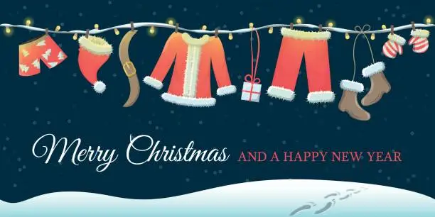 Vector illustration of merry christmas greeting card