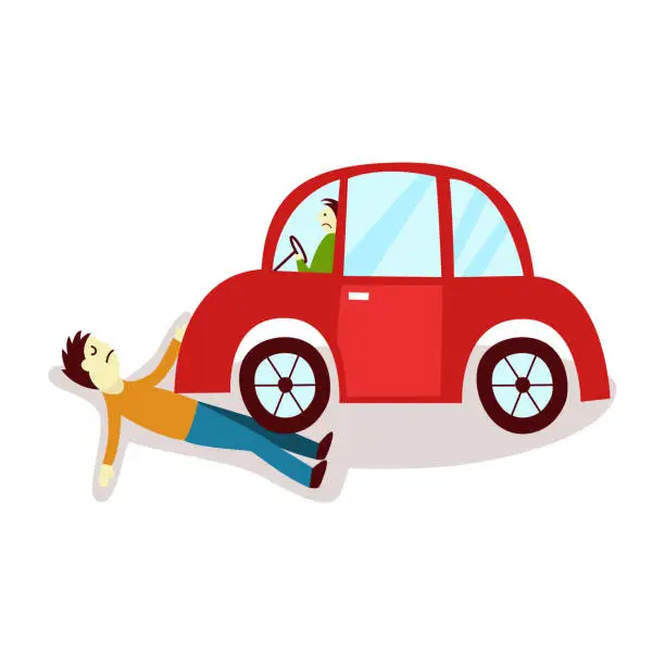 Vector illustration of vector flat cartoon pedestrian accident isolated