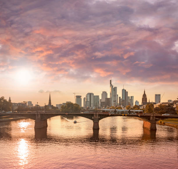 istock Frankfurt Germany Skyline of financial district at sunset 852604542