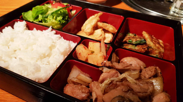 istock Korean food - Chicken lunchbox with rice and vegetables 852605976