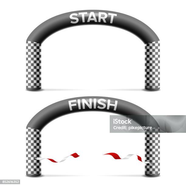 Finish Start Line Arch Isolated Vector Sport Event Triathlon Skiing Marathon Racing Concept Isolated On White Illustration Stock Illustration - Download Image Now