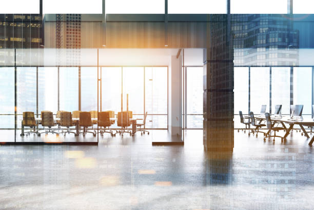 istock Conference room and open space office, wood double 852620594