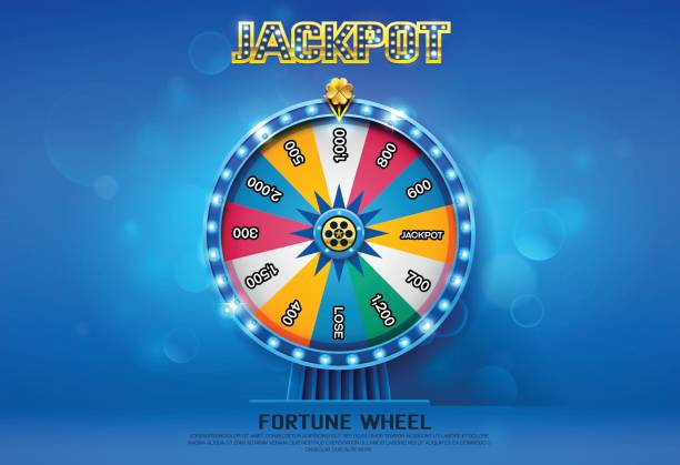 illustrazioni stock, clip art, cartoni animati e icone di tendenza di ruota della fortuna che gira su illustrazione vettoriale sfondo bokeh - roulette roulette wheel gambling spinning