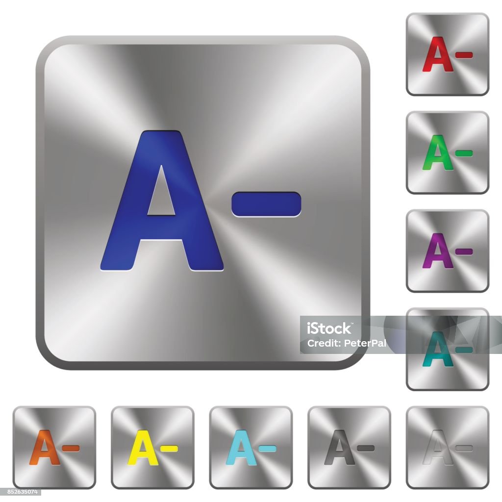 Sample Ofdecrease Font Size Icon Decrease Font Size Rounded Square Steel Buttons Stock Illustration ...