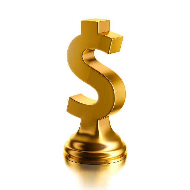 istock Gold chess piece in the form of a dollar. Isolated white background. 3D render 852645418