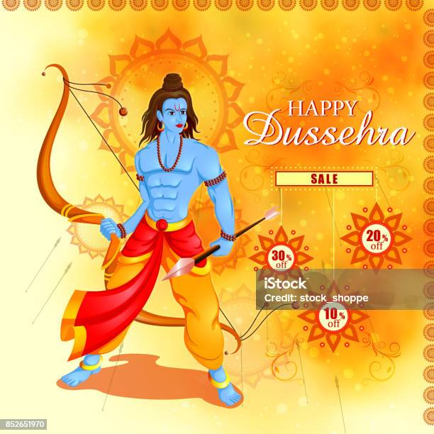 Lord Rama Killing Ravana In Happy Dussehra Festival Offer Stock Illustration - Download Image Now