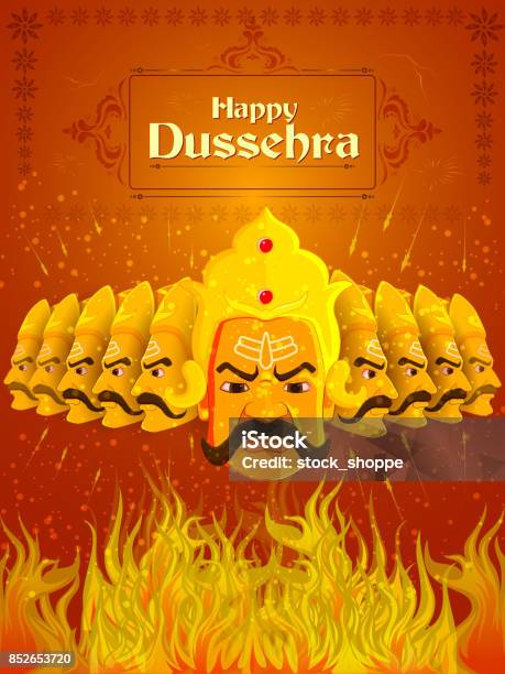 Ravana Glücklich Dussehra Festival Of India Stock Vektor Art und mehr Bilder von Bildnis - Bildnis, Dashahara, Dämon - Fiktionale Figur