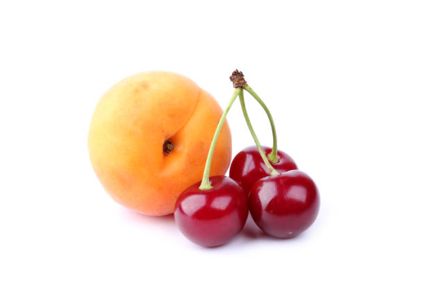 istock Cherry and apricot isolated on white background 852679328
