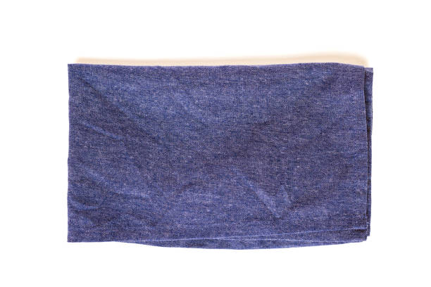 istock Soft fluffy blue hand towel isolated on white background 852700244
