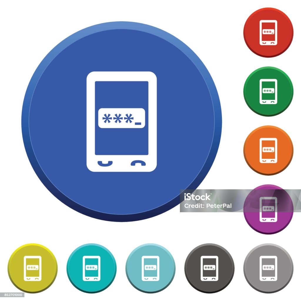 Pin Mobil Mobile Pin Code Beveled Buttons Stock Illustration - Download Image Now ...
