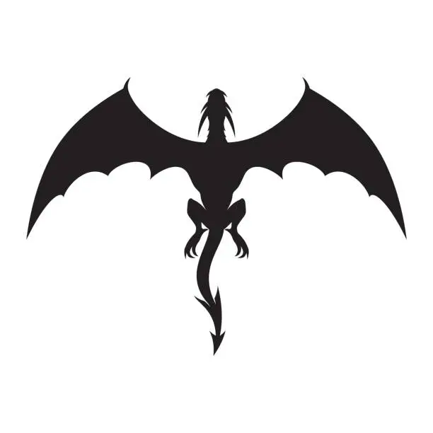 Vector illustration of Black dragon sign.