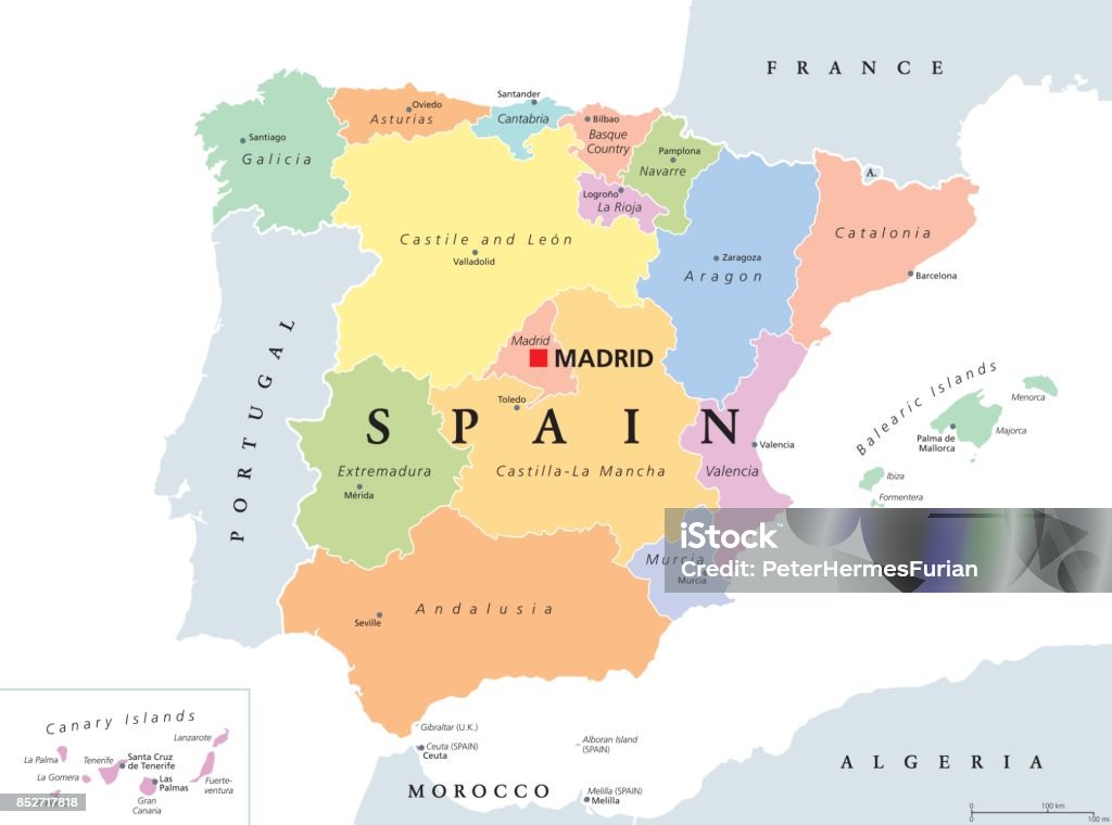 スペインの政治地図の自治コミュニティ - スペインのロイヤリティフリーベクトルアート