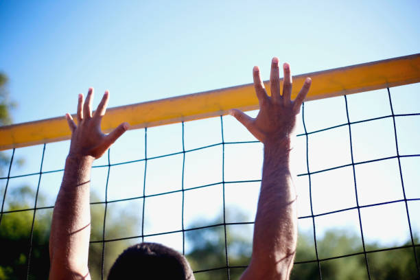 istock Beach volleyball player in action at sunny day 852718246