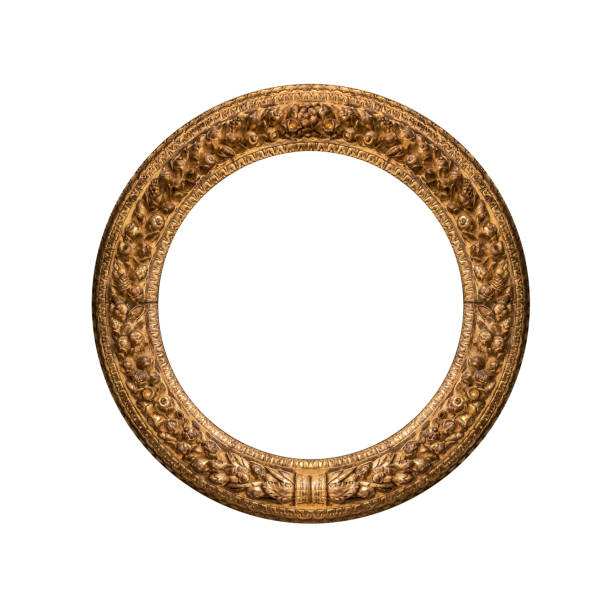 istock Round antique gold picture frame 852721312