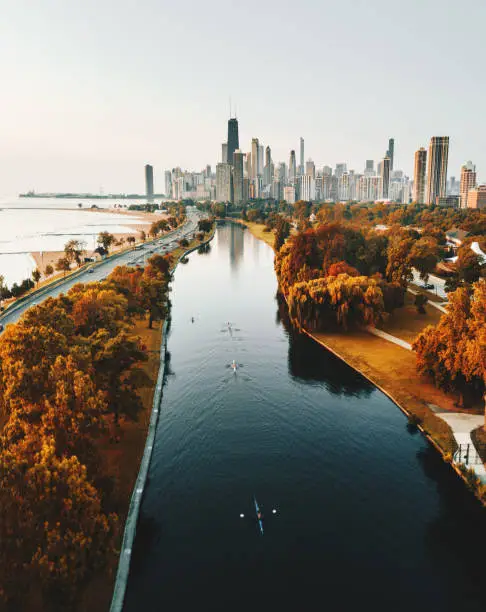 Photo of autumn skyline of chicago