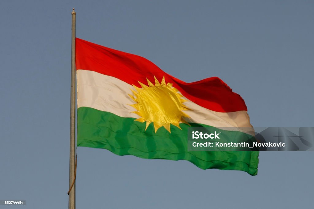 Flag of Kurdistan Region of Northern Iraq The national flag of Kurdistan Region in Northern Iraq Iraq Stock Photo