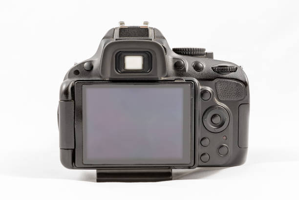 istock Black unbranded DSLR camera isolated on white background 852755000